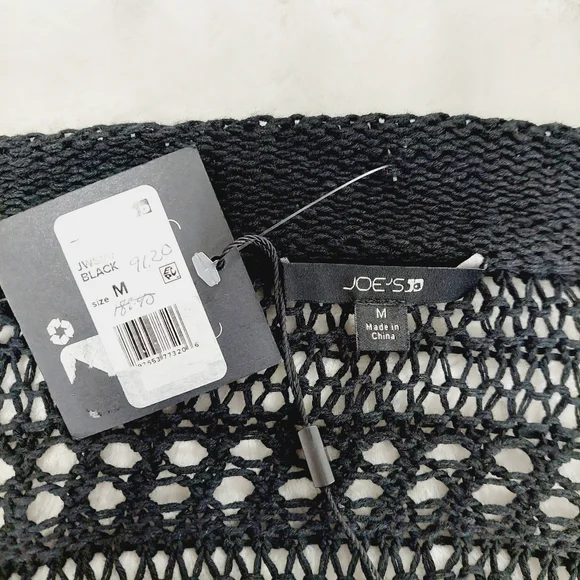 New Joe's Women's Black V-Neck Long Sleeve Knit Crochet Cropped Sweater P3690 - Picture 6 of 8